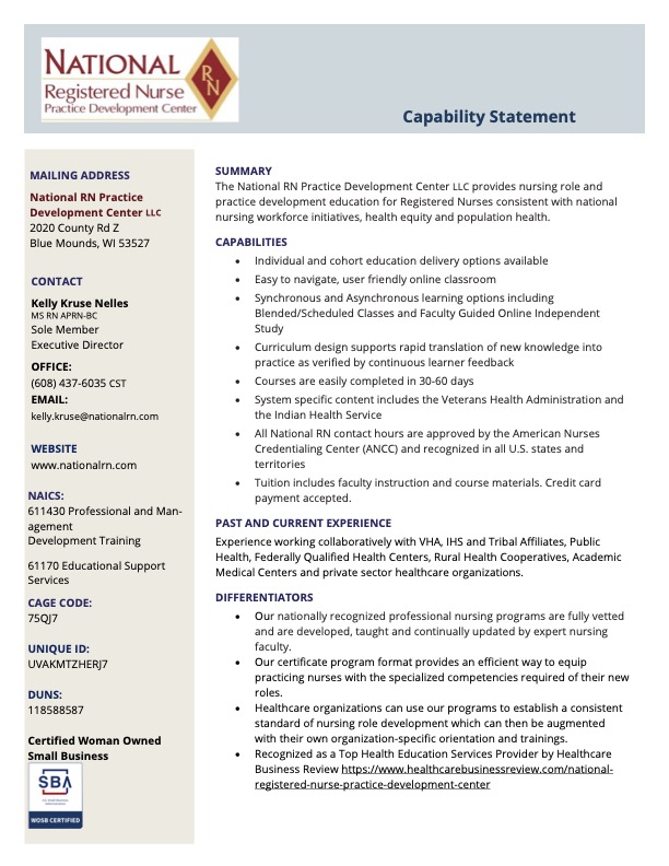 Federal Capability Statement_National RN PDC 2025